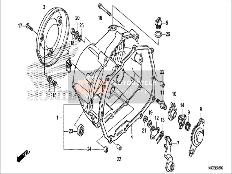 Honda C125 2019 Rechtes Kurbelgehäuse Abdeckung für ein 2019 Honda C125